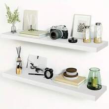 1pc Floating One-Shelf Wall Mounted Storage Rack (With Installation Screws), Creative Wall Decor Shelf For Living Room, Bedroom, Bookshelf, Wall Mounted Display Rack - White - View 11