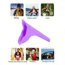 [Reusable Urinal] 3pcs Reusable Silicone Portable Urinal For Women | Leak-Proof, Foldable & Hygienic Design For Camping, Hiking, Travel - Long Spout, Toiletry Travel Bag (Purple, Orange, Pink) - 顏色隨機(3件) - 查看 2