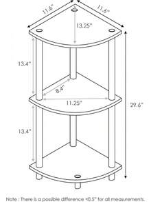 2025Furinno TURN-N-TUBE Corner Shelf, 3-Tier Corner Bookshelf, Display Storage Shelves With Open Shelves, For Organization And Storage, Living Room, Home Office, Garage, Amber Pine - 粉紅色/白色 - 查看 2