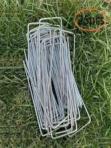 50 件 6 英寸重型不锈钢景观钉 - U 型景观钉、防锈地面固定草钉和桩、耐用花园和草坪锚，用于固定户外织物、帐篷和种植配件 - 彩色 - 查看 15