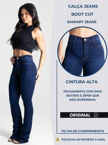 Women Jeans - 中等水洗藍 - 查看 2