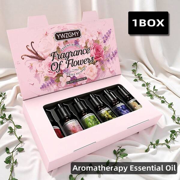 6pcs Floral Fragrance Essential Oil Set, Diffuser, Candle, Aroma Stone, Humidifier, Birthday/Holiday/Party Gift, Home Fragrance Oil Refill