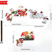 1pc, Festive Christmas Wooden Corner Door Frame Ornament,Four Gnome ,White Bear And Reindeer And Santa Claus,Seasonal Decor, Holiday Accessory, Christmas Decor Supplies, Wall Pediments, Corner Decoration