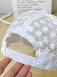 1pc Floral Embroidered Mesh Women's Baseball Hat Gorgeous And Elegant Lace Adjustable Sports Hat