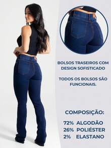 Women Jeans - 中等水洗藍 - 查看 3