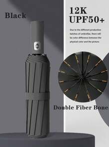 1 pieza Paraguas automático súper grande de 24 huesos, a prueba de tormentas - Paraguas de fibra de 24 huesos, paraguas antitormenta, apertura y cierre de un solo clic, apto para sol y lluvia, portátil, impermeable, plegable resistente a la lluvia, adecuado para negocios, actividades al aire libre y uso diario