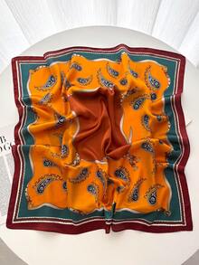 1件装女士春夏腰果印花方巾仿丝70小方巾披肩脖巾职业围巾保暖适合日常使用