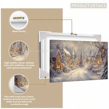 1 件复古圣诞墙画圣诞雪村夜空星星海报帆布印刷现代冬季家居装饰冬夜帆布墙画山村装饰画，房间装饰，客厅，家居装饰，圣诞海报 - 彩色 - 查看 4