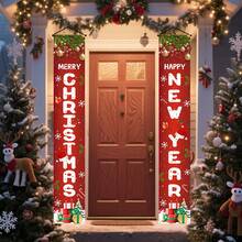 1 Set de Decoración Colgante para el Porche Navideño, Bandera Decorativa de Puerta de Feliz Navidad, Regalo de Navidad, Bandera Colgante de Decoración de Fiesta de Navidad, Bandera de Decoración de Año Nuevo, Ideal para Porche, Patio, Garaje y Decoración del Hogar