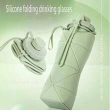 1 pieza Taza de agua plegable de silicona de gran capacidad, resistente a altas temperaturas, para uso al aire libre y viajes, con ligeros defectos