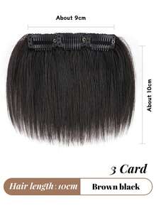 4英寸高额头100%真发刘海,男士夹式刘海遮盖发际线接发,增加发量,男士前额假发,额头发际线贴片,男士发际线刘海接发 - 黑色 - 查看 17