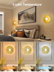 Battery Powered Wireless Wall Lamp, Rechargeable Gold Wall Light With Dimmable Bulb And Remote Control, 15 Color Changing Cordless Wall Sconce For Bedroom, Living Room, Hallway Decor