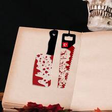 6 Stücke Gothic Horror Werkzeug-förmige Lesezeichen mit Blut-Design, Halloween Geschenke, Halloween Dekoration, Halloween Party Zubehör, gruselig, erschreckend, unheimlich, dunkel, Trick or Treat
