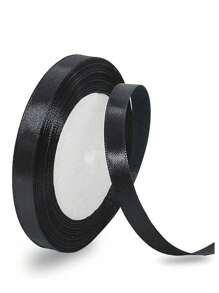 1pc 1/1.2/2CM X25 Yards Polyester Black/White/Beige Ribbon, Suitable For Gift Wrapping, Party Favors, Wedding Decoration, Bow Making, Bouquets, Sewing Projects And Crafts - Black - View 13