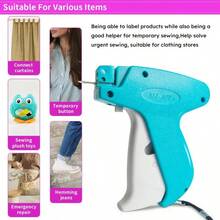 1pc Fine Stitch Gun Stitchy Quick Clothing Fixer For Clothes,Micro Tagging Gun For Clothing With 6 Fine Needles & 1000 Pcs Fasteners,Mini Speedy Sticky Sewing Hemming Tool