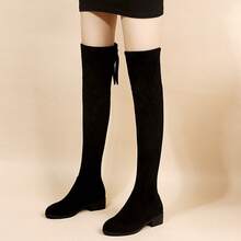 Women Over-The-Knee Boots - Black 6cm Single Layer - View 4