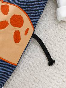 Cartoon Giraffe Embroidered Denim Effect Bib Overalls Long Sleeve Baby Jumpsuit, Spring/Autumn