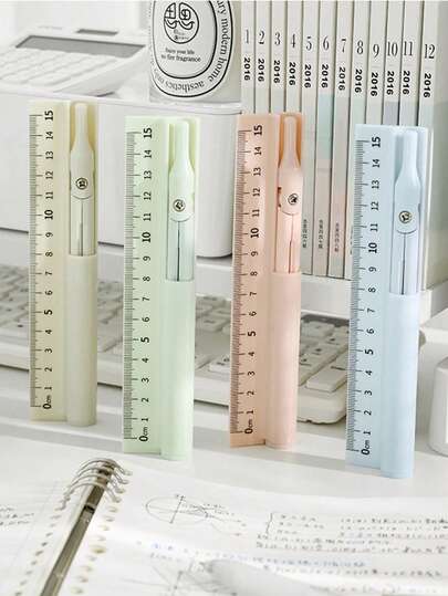1pc 3 In 1 Feature Tool, Compass Ruler And Pencil, Suitable For Students, School And Office Supplies Learning Measurement Drawing Tools, Stationery, School Supplies, School Supplies Set