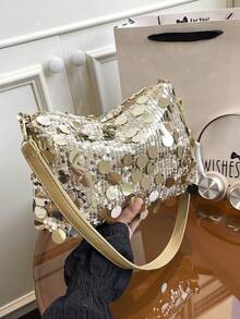 时尚链条肩带斜挎包，适合女性外出、旅行、聚会和宴会