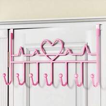 1pc 7-Hooks Over The Door Organizer Hooks, Metal Material, Wall Mounted Rack, Coat Hanger, Towel Rack, Storage Hang Rack, Wall Decor Frame, Perfect For Hanging Towels, Clothes, Hats, Wallets And Bathrobes, Home Decor, Furniture Storage - Black - View 4