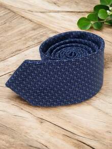 Luxury Men's Skinny Tie Polyester Silk Solid Color Polka Dots Slim Jacquard Groomsmen Tie - 水鴨藍 - 查看 2