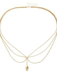 1pc Women's European & American Style Waist Chain With Shell Pendant, Multi-Layer Rhinestone Chain Waist Belt, Suitable For Halloween, Christmas, Party, Wedding, Daily Wear, 105CM Length