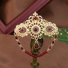 1 pezzo Elegante spilla araba del Sahara per donne mature, fermaglio per sciarpa/foulard, design floreale in metallo traforato, gioiello algerino marocchino per matrimoni e feste