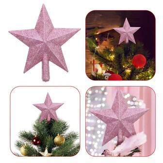 1pc 20 Cm Glitter Star Tree Topper - Christmas Silver/Pink/Golden Decorative Holiday Trees Toppers Sparkle Bethlehem Star Decor Xmas Ornament Home Decor Christmas Decorations Room Decor Winter