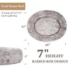 Oval Calming Donut Cuddler Dog BedShag Faux Fur Cat Bed Washable Round Pillow Pet Bed 30 36 43 For Medium Dogs (XL(36x27x7) Light Brown) - XL36x27x7 - View 3
