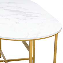 Dining Set (Set, With Dining Table, 4 Small Stools And 2 Large Stools), Kitchen Dining Table Set Made Of Steel Frame, Modern White And Gold, 140*70*76cm, Load Capacity 120 Kg (Old Sku: 29876667AAO)