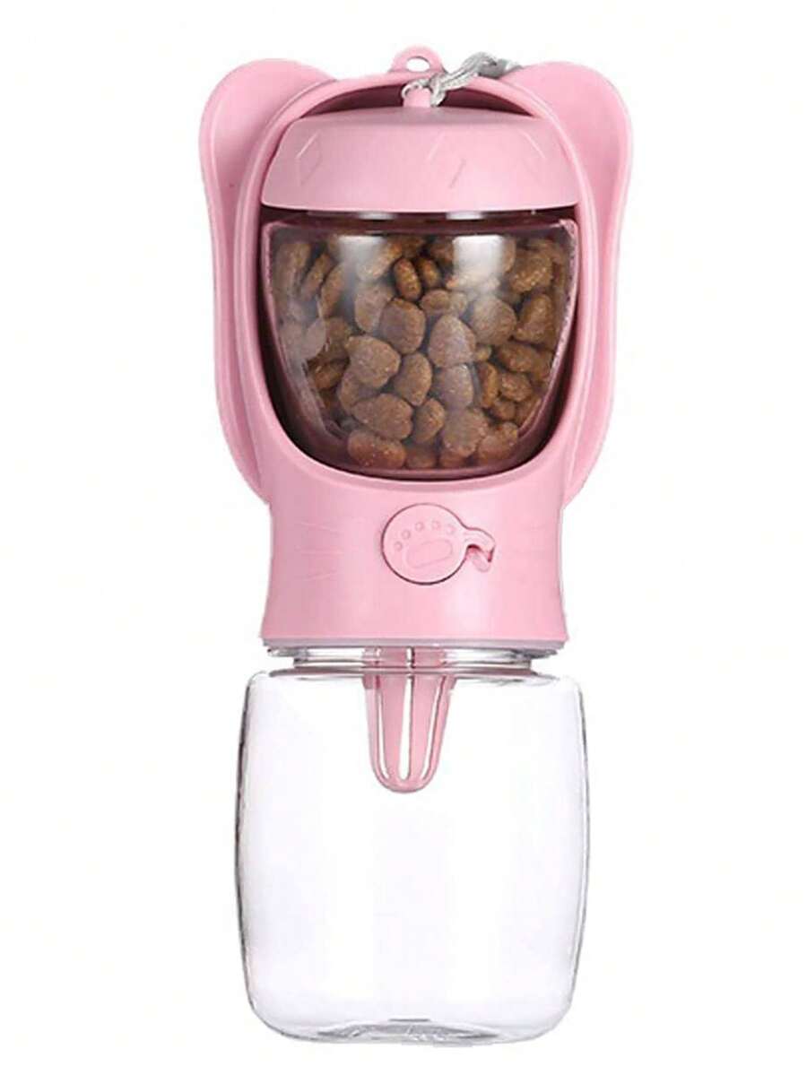 1pc Detachable Solid Color Pet Travel Bowl For Cat And Dog For Outdoor Food Feeding - Hồng - Xem 1