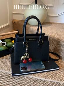 BELLEBORG Printed Women's Handbag & Shoulder Bag, Minimalist & Practical Multi-Function With Pendant - Black - View 10