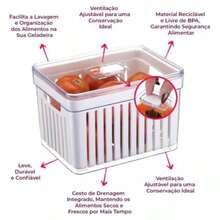 Organizador de Geladeira 3,8 Litros Cesto Com Tampa Multiuso Alimentos Verduras e Vegetais - Transparente - Visão 6