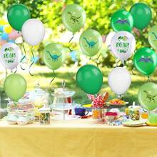 82 个恐龙气球、12 英寸恐龙印花气球和 5-10 英寸绿白色柠檬绿浅绿色乳胶气球，非常适合生日派对、丛林恐龙主题装饰、男孩生日派对、婴儿洗澡用品、婚礼装饰、周年纪念派对和毕业典礼。 - 綠色 - 查看 7