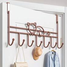 1pc 7-Hooks Over The Door Organizer Hooks, Metal Material, Wall Mounted Rack, Coat Hanger, Towel Rack, Storage Hang Rack, Wall Decor Frame, Perfect For Hanging Towels, Clothes, Hats, Wallets And Bathrobes, Home Decor, Furniture Storage - Black - View 11