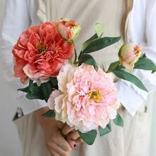 1 pieza, Flor de Rosa Artificial, Flor Simulada de Peonia Francesa, Ornamento de Flor Falsa para Sala de Estar del Hogar, Decoración de Centro de Mesa Comedor con Ramo de Flores Secas, Decoración Floral Chopin