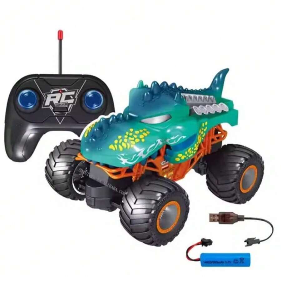 Carro Monster Truck a control remoto, recargable por USB y apto para todo tipo de terreno - Verde - Ver 1
