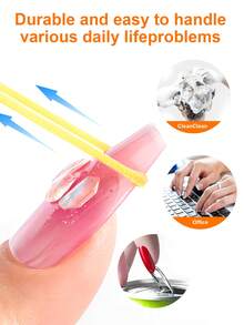 TWOING 5pcs/2pcs Fast-Drying Nail Glue,Quick-Dry Nail Glue, Semi Solid Super Strong Adhesive, Waterproof, Long-Lasting, Fast-Drying, Formaldehyde-Free, Alcohol Free, Compatible With Acrylic & Fake Nails, Plastic, Universal Use, No UV Cure Needed - Clear - View 6