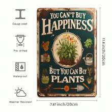 Tin Metal Sign: Buy Plants Not Happiness Vintage Garden Decor Rustic Wall Art Plant Lovers Gardening Enthusiasts Home Decor Gift - 彩色 - 查看 5