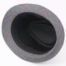 Sombrero Fedora a cuadros para hombre, sombrero de jazz para caballero, ocio, primavera/verano, para mediana edad y ancianos, sombrilla artística, sombrero de cubo para PCZ3 - Negro - Ver 5