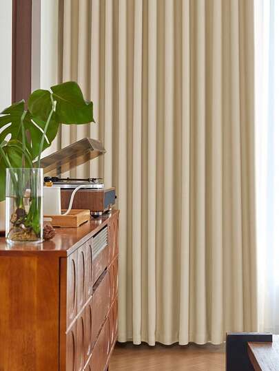 1pc Solid Color Modern Rayon Blackout Curtain, Rod Pocket Design, Suitable For Living Room And Bedroom - Sheer And Light Filtering Curtain, Living Room Curtain, Bedroom Curtain