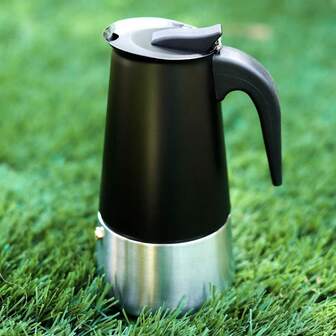 Matte Black Stainless Steel Classic Moka Pot, Understated, 304 Stainless Steel, Italian Coffee Maker, Can Be Used On Electric Stove Or Open Flame