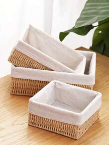 3个/1个手工编织收纳篮，桌面整理托盘，可收纳化妆品、钥匙、零食，家居装饰，适用于客厅、卧室、办公室，适合作为情人节礼物