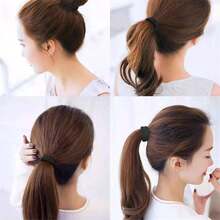 50PCS Black High - Elastic Hair Ties, Minimalist & Practical Hair Elastics That Don't Harm Hair, Basic Hair Ropes For Daily Hair Tying