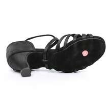 5cm & 7 Inch High Heel Women's Brown Dance Shoes, Soft, Lightweight, Comfortable, Professional Latin Dance Shoes, Satin Material, Suitable For Ballroom, Party, Wedding, Jazz, Rumba, Tango, Salsa Practice, Performance And Indoor Sandals - Black - View 4