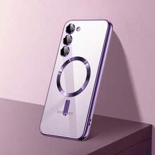 适用于三星 Galaxy A06、A16、A26、A36、A56、S25 Ultra、S24 Ultra 的磁吸透明手机壳，兼容 MagSafe，内置摄像头镜头保护膜，采用奢华电镀软 TPU 材质，透明防震超薄保护壳，防水、防摔、防刮擦。国际版，非国内版。 - 紫色 - 查看 6