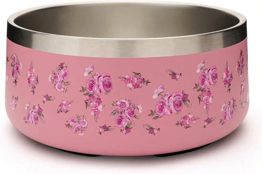 Dog Bowl Medium Breed - 4 Cup Non Slip Anti Rust, Insulated Metal Stainless Steel Dog Bowls - Spill Proof Heavy Duty - Water Bowl For Dogs, Dishwasher (32 Oz, Happy Thoughts),13360811 - 薑色 - 查看 1