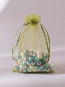 10/30/50 buc pungi de bomboane din organza verde măsliniu, rechizite de casă de Halloween și Crăciun, ambalaje pentru cadouri de nuntă, pungi de cadouri pentru evenimente de sărbători și petreceri - Multicolor - Vizualizare 3