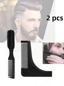 Conjunto de 3/4 peças de pentes multifuncionais masculinos, escova de cabelo masculina, acessórios para penteado masculino, pente masculino, pente de dupla função, pode ser usado para pentear o cabelo e cuidar da barba, design duplo de pente e escova, pente de dupla função, pode ser usado para criar penteados naturais e cuidar das sobrancelhas, ferramentas de penteado, produtos e acessórios para penteado, itens essenciais de beleza para barbearia e viagens, ferramenta para cuidar da barba masculina, escova com textura, ferramentas de corte de cabelo, pode ser usado para cuidar da barba e pentear o cabelo. - Pente grande - Ver 4