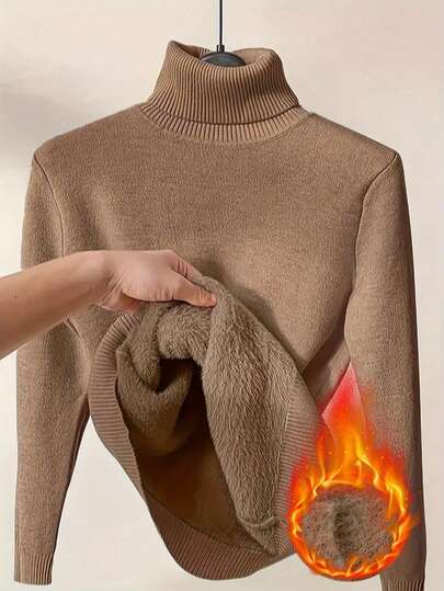 大码女式休闲加厚宽松高领毛衣